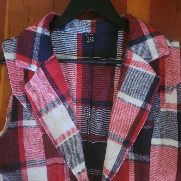 Plaid Red Blue Vest sz XL - Picture 4 of 11